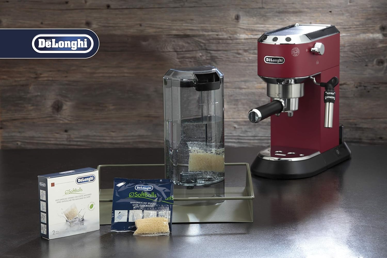 De'Longhi Eletta, Fully Automatic Bean to Cup Coffee Machine, Cappuccino and Espresso Maker, ECAM 44.660.B, 2 liters, Black & Softballs, 2 bags, balls prevent the formation of limestone water