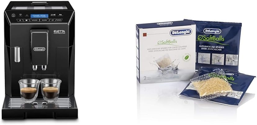 De'Longhi Eletta, Fully Automatic Bean to Cup Coffee Machine, Cappuccino and Espresso Maker, ECAM 44.660.B, 2 liters, Black & Softballs, 2 bags, balls prevent the formation of limestone water